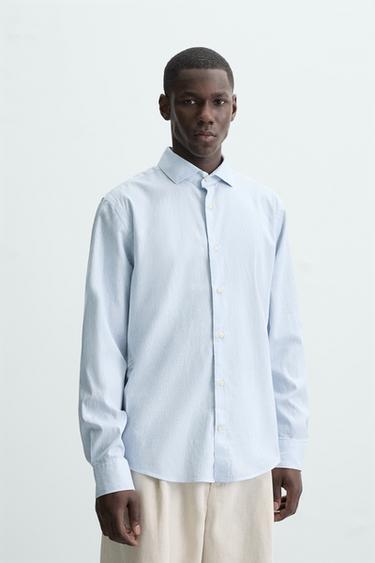CAMISA ESTRUCTURA RAYAS - blanco de Zara