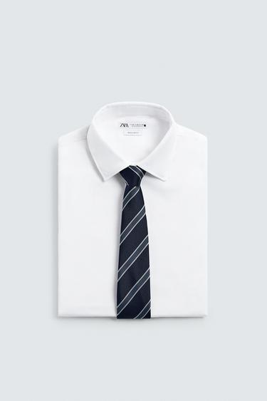 CRAVATE 100% SOIE À RAYURES - Bleu marine de Zara - Image 3