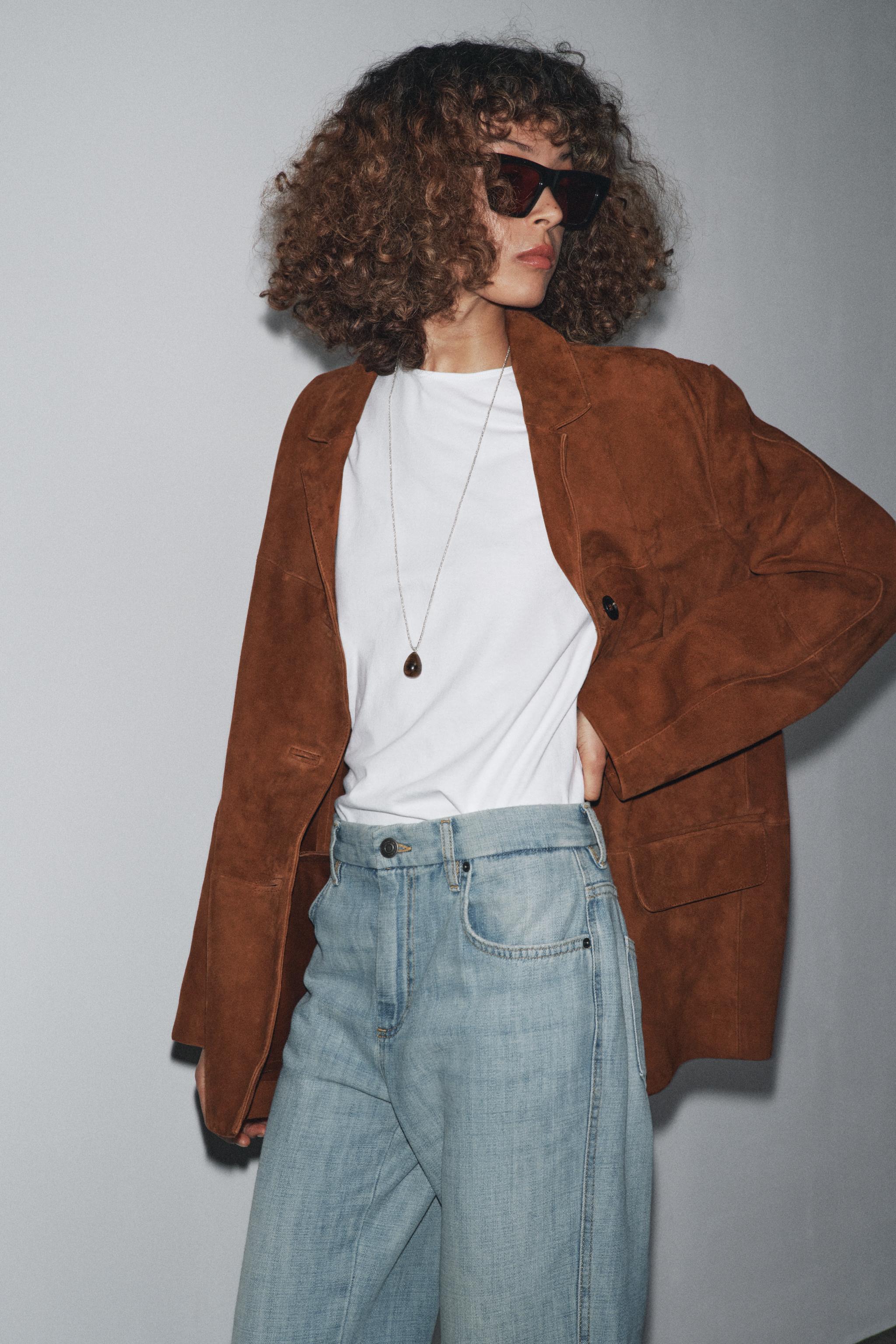 BLAZER OVERSIZE CUIR DAIM ZW COLLECTION LIMITED EDITION