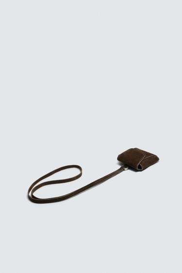 LEATHER EARPHONE HOLDER WITH PENDANT - Brown by Zara - Image 3
