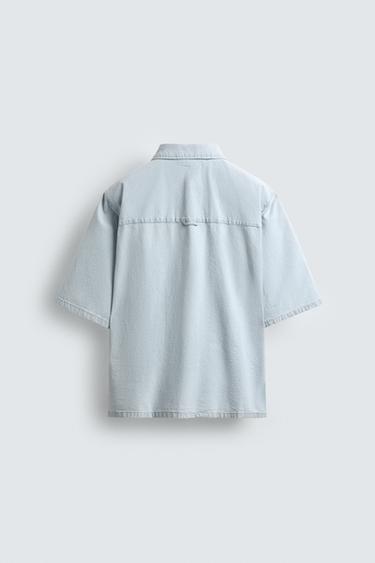 EMBROIDERED DENIM SHIRT - Light blue by Zara - Image 8