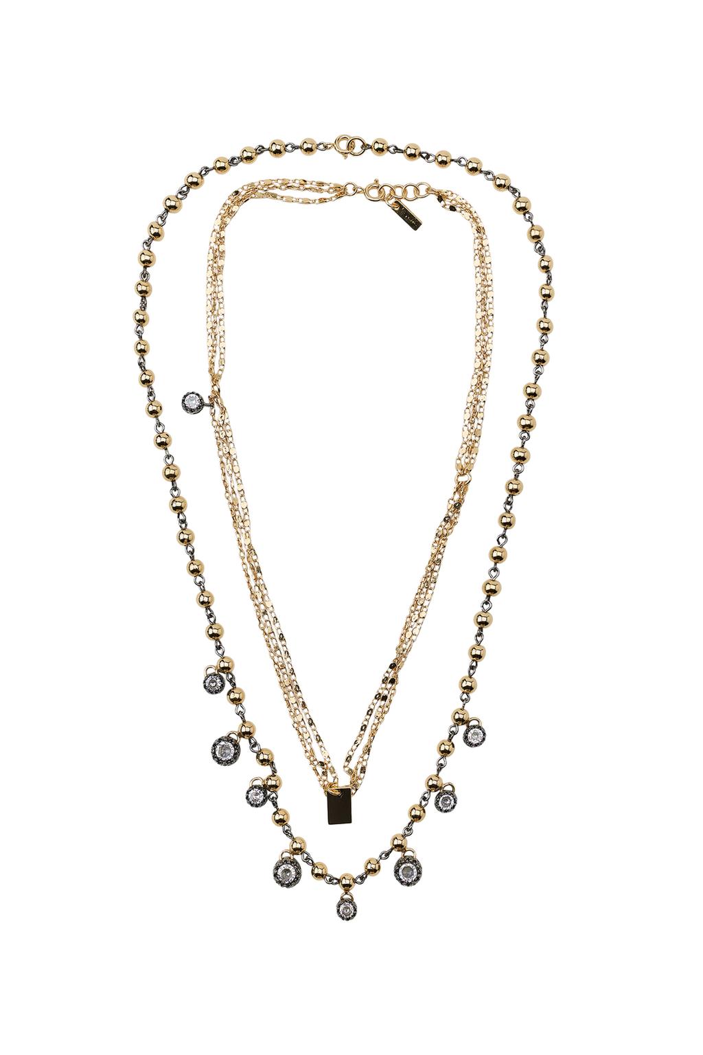 PACK OF 2 JEWEL PLATE NECKLACES
