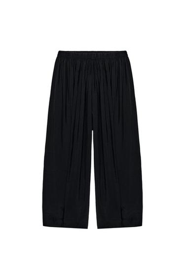 Zara FLOWY VOLUME PANTS - Black