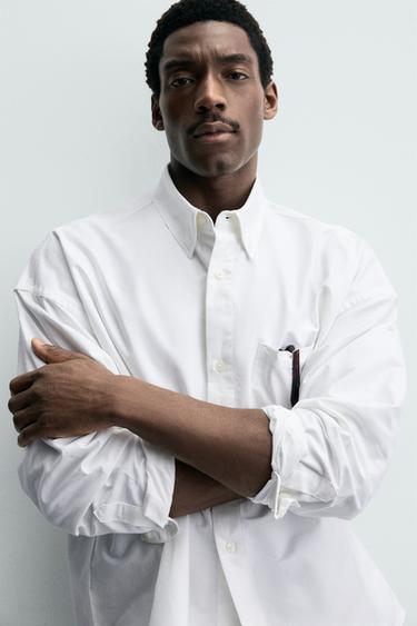 OVERSIZED FIT OXFORD SHIRT - White by Zara - Image 4