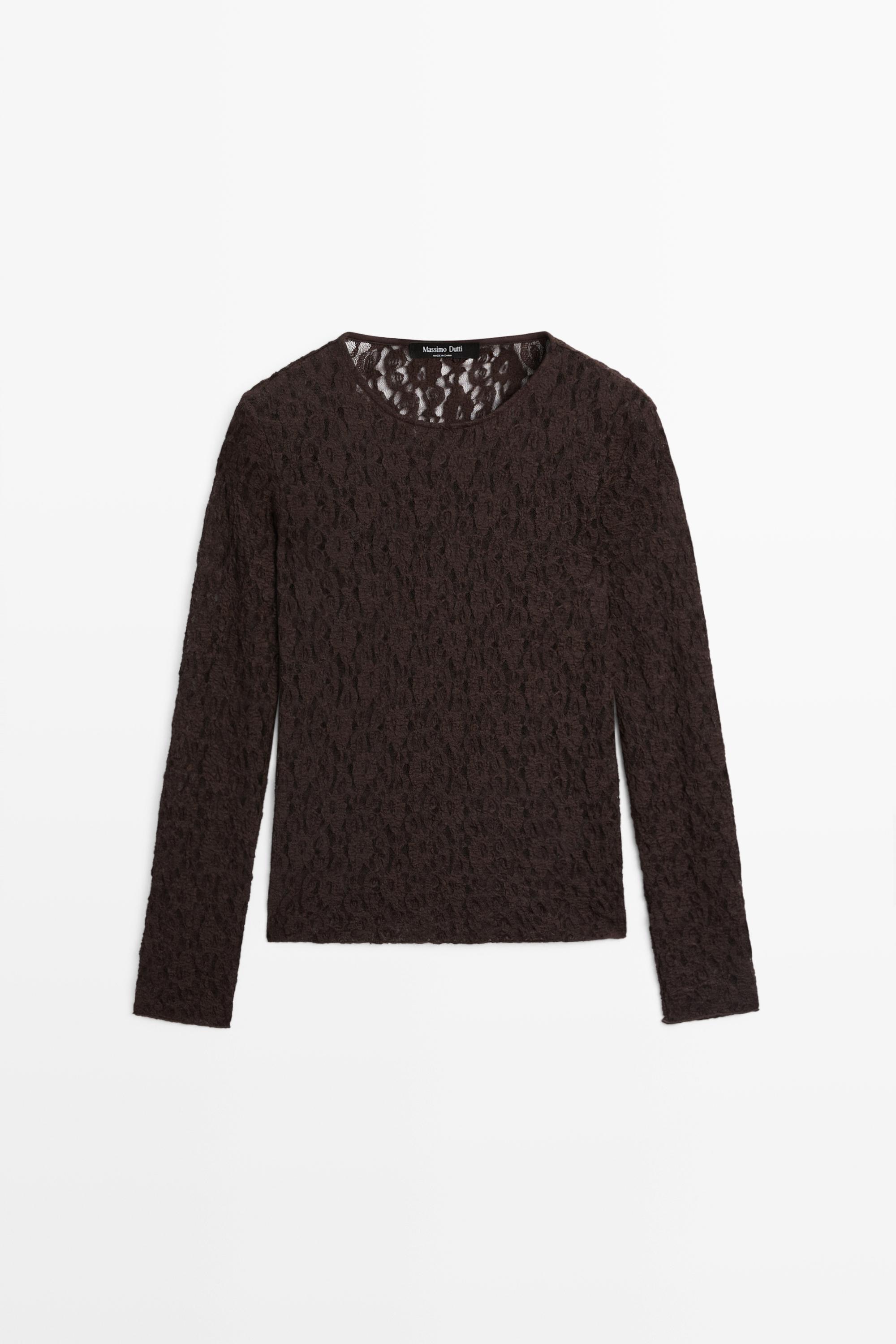Long sleeve lace detail T-shirt