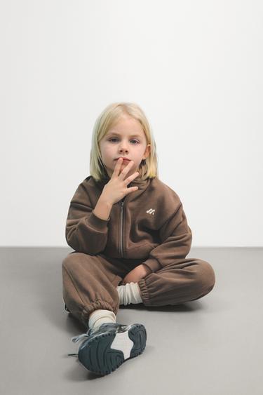 Zara LOGO FLEECE JOGGER PANTS - Brown