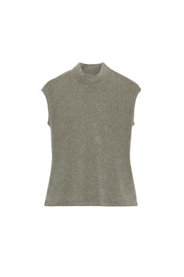 TOP SOFT DE GOLA ALTA - Verde-oliva da Zara