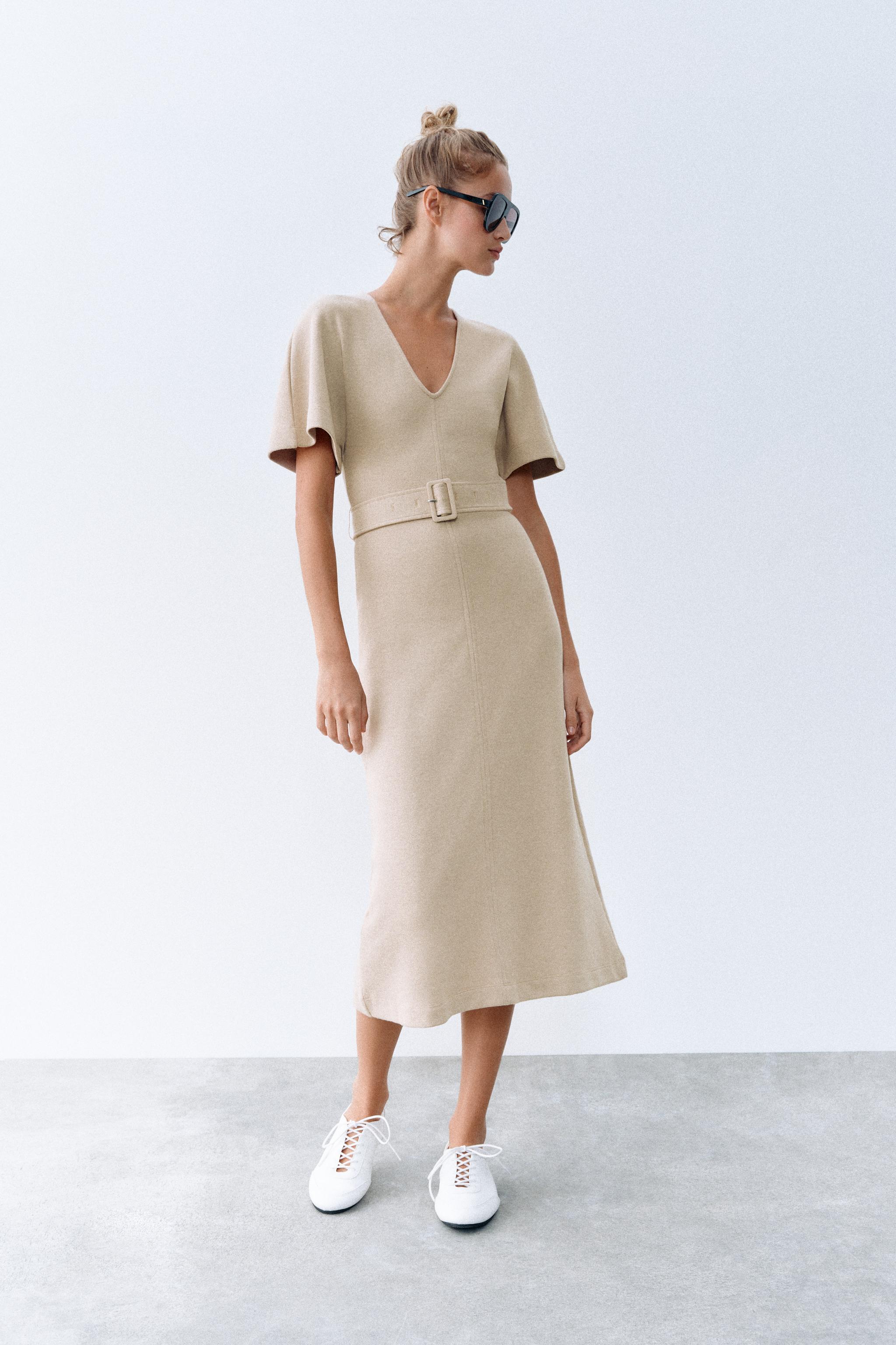 SOFT MIDI DRESS WITH BELT