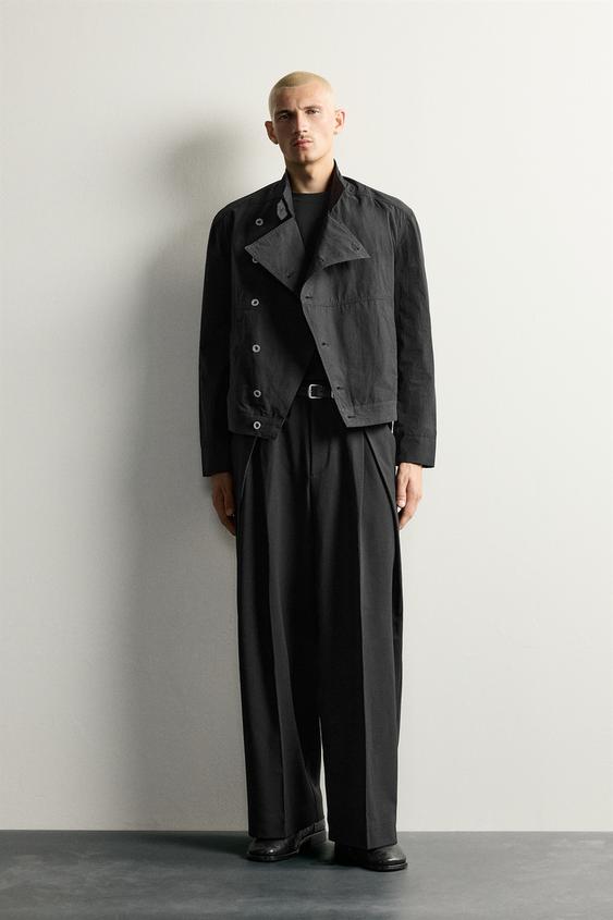 RELAXED FIT BROEK MET PLOOIEN - Zwart van Zara - Afbeelding 0