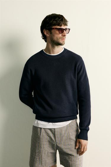 PURL KNIT REGULAR FIT JUMPER - Navy blue by Zara
