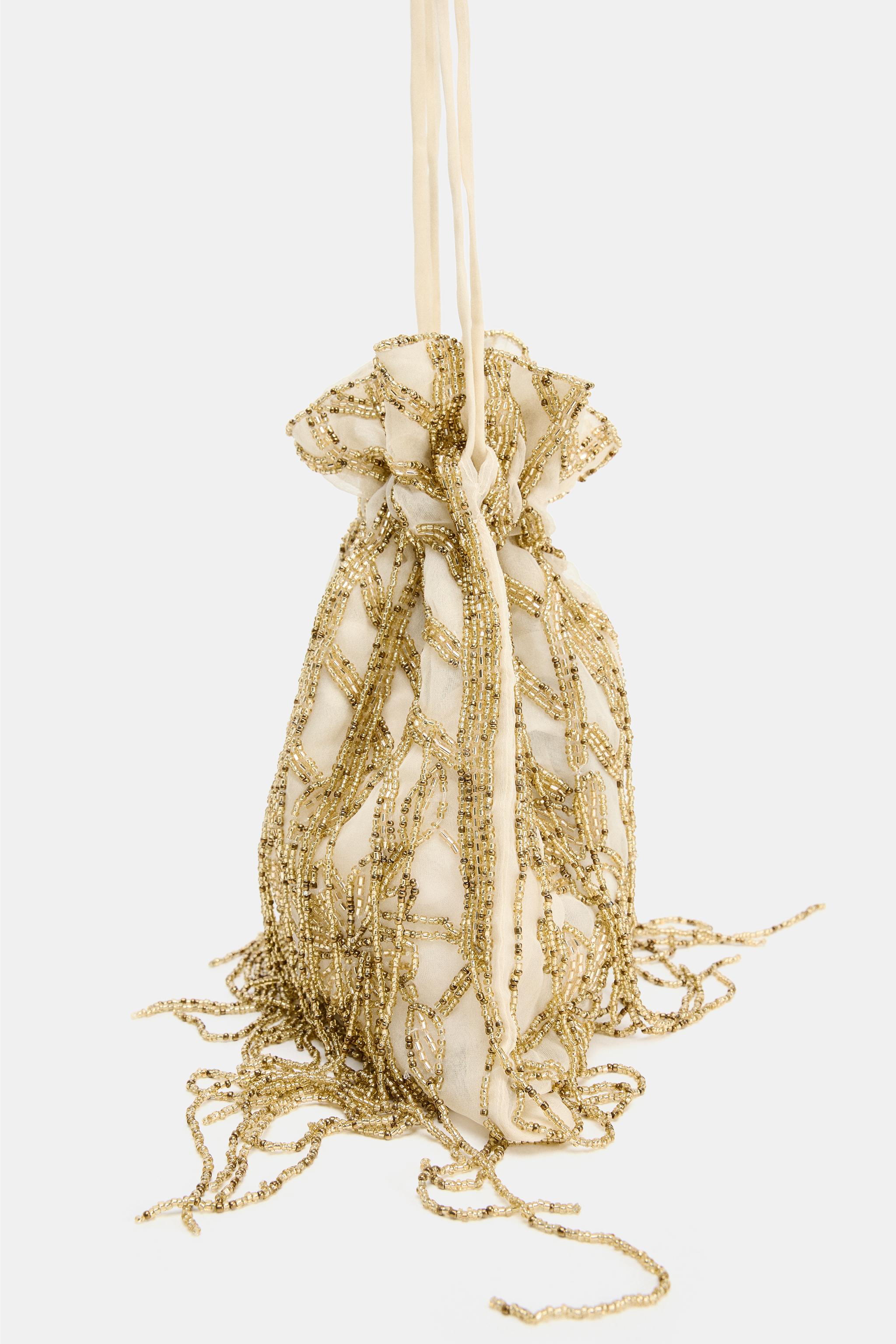 SEQUIN RUCHED BUCKET BAG