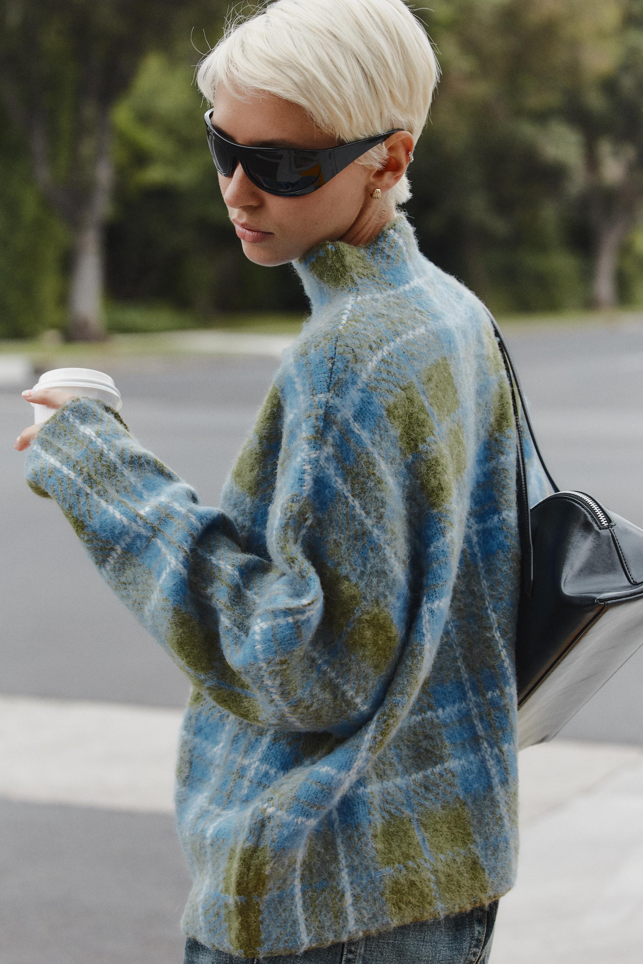 Check Knit Sweater by Zara