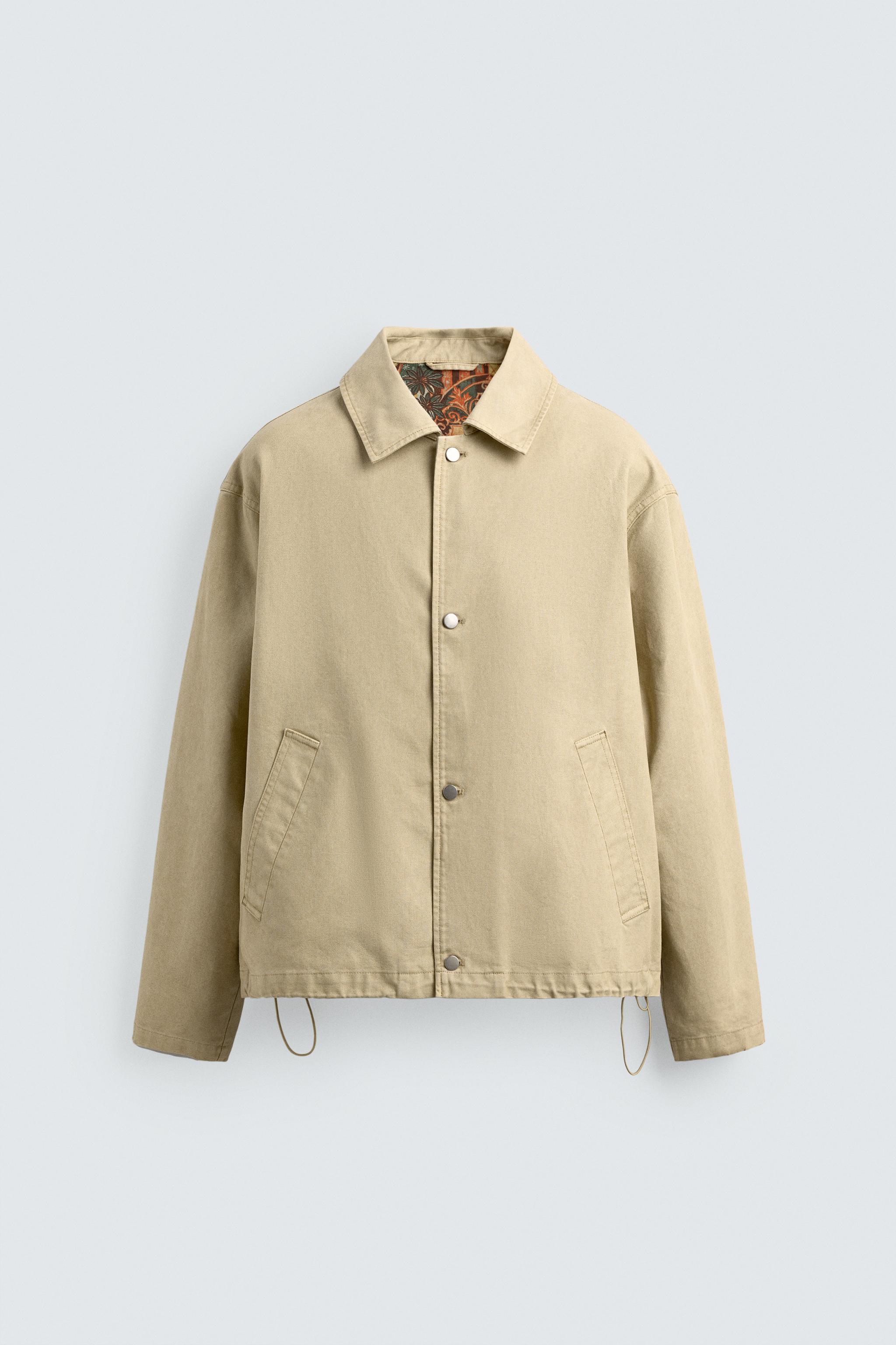 RELAXED FIT JACKET WITH CONTRAST LINING — camel