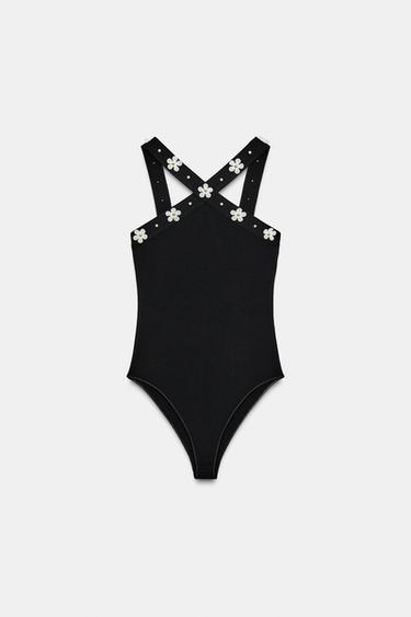 BODY HALTER STRETCH FLEURS - Noir de Zara - Image 4