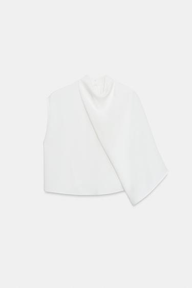 ASYMMETRIC CAPE TOP - Oyster-white by Zara - Image 0
