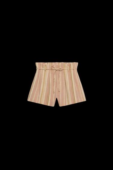 STRIPED SHORTS WITH BELT ZW COLLECTION - Pink marl by Zara - Image 0