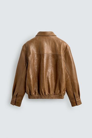 LEATHER JACKET WITH POCKETS - camel by Zara - Image 7