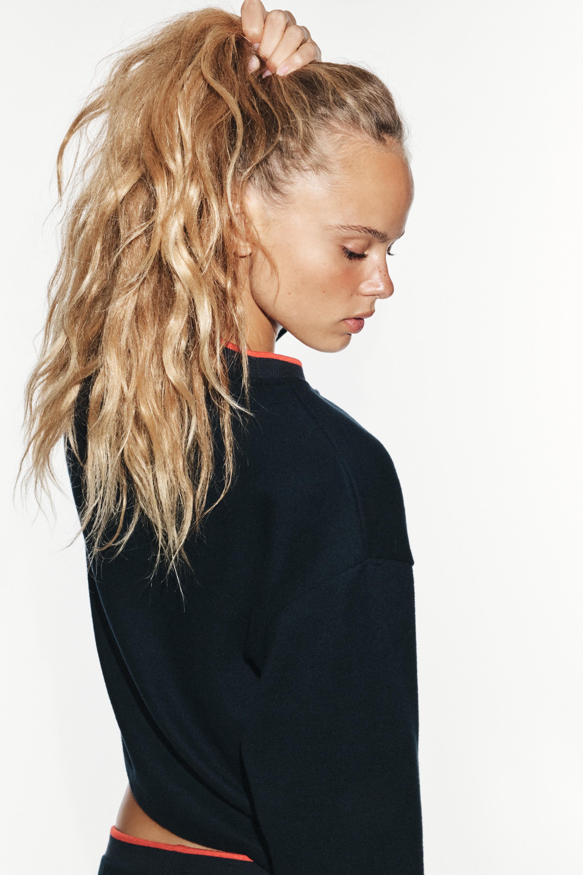Zara KONTRAST ÇİZGİLİ YUMUŞAK DOKULU SWEATSHIRT görsel 5