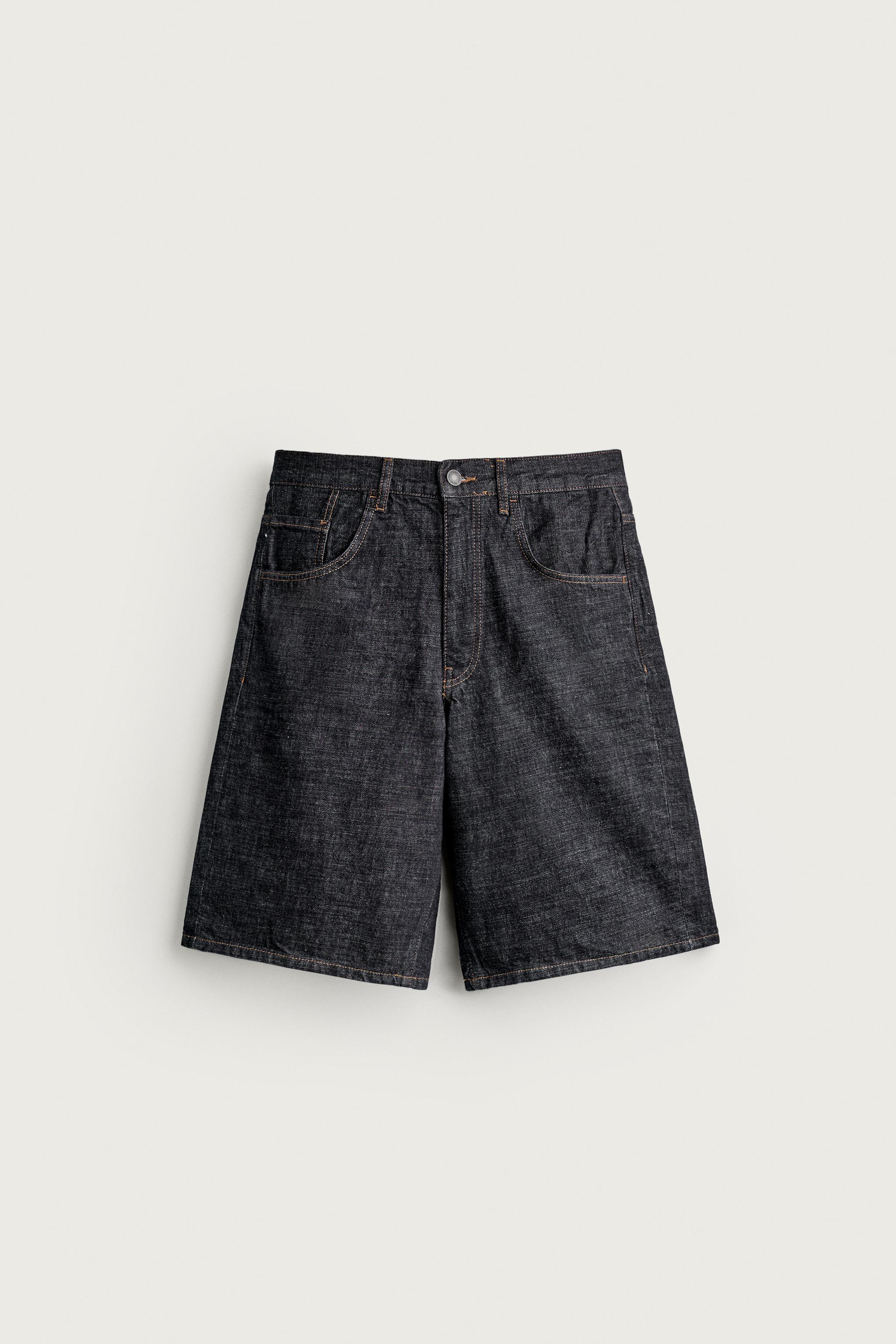 Zara BAGGY FIT DENIM BERMUDA görsel 8