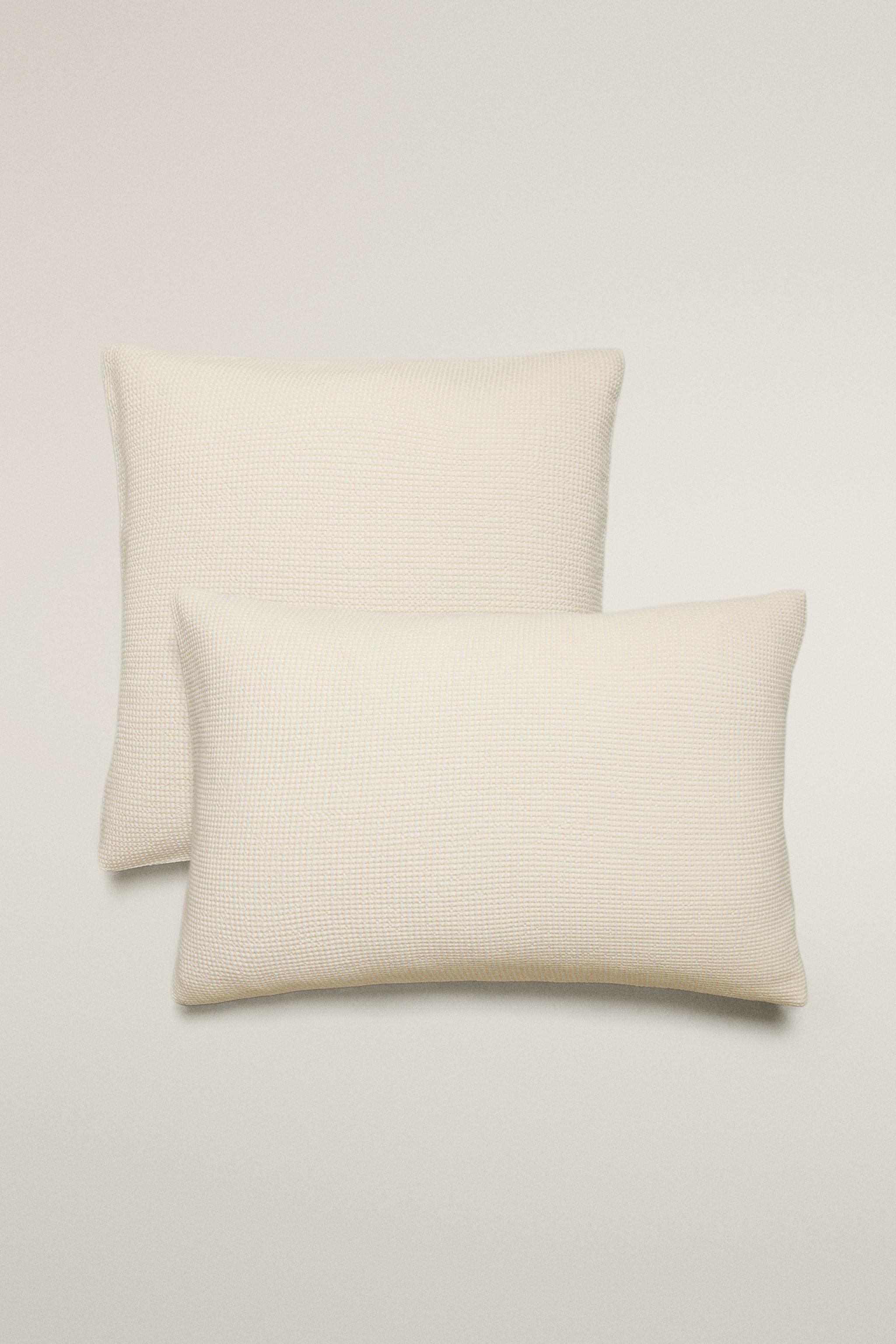 MINI WAFFLE-KNIT COTTON PILLOWCASE