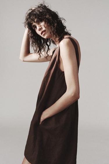 جمبسوت 100% كتان ZW COLLECTION - بني داكن الخاص بـ Zara