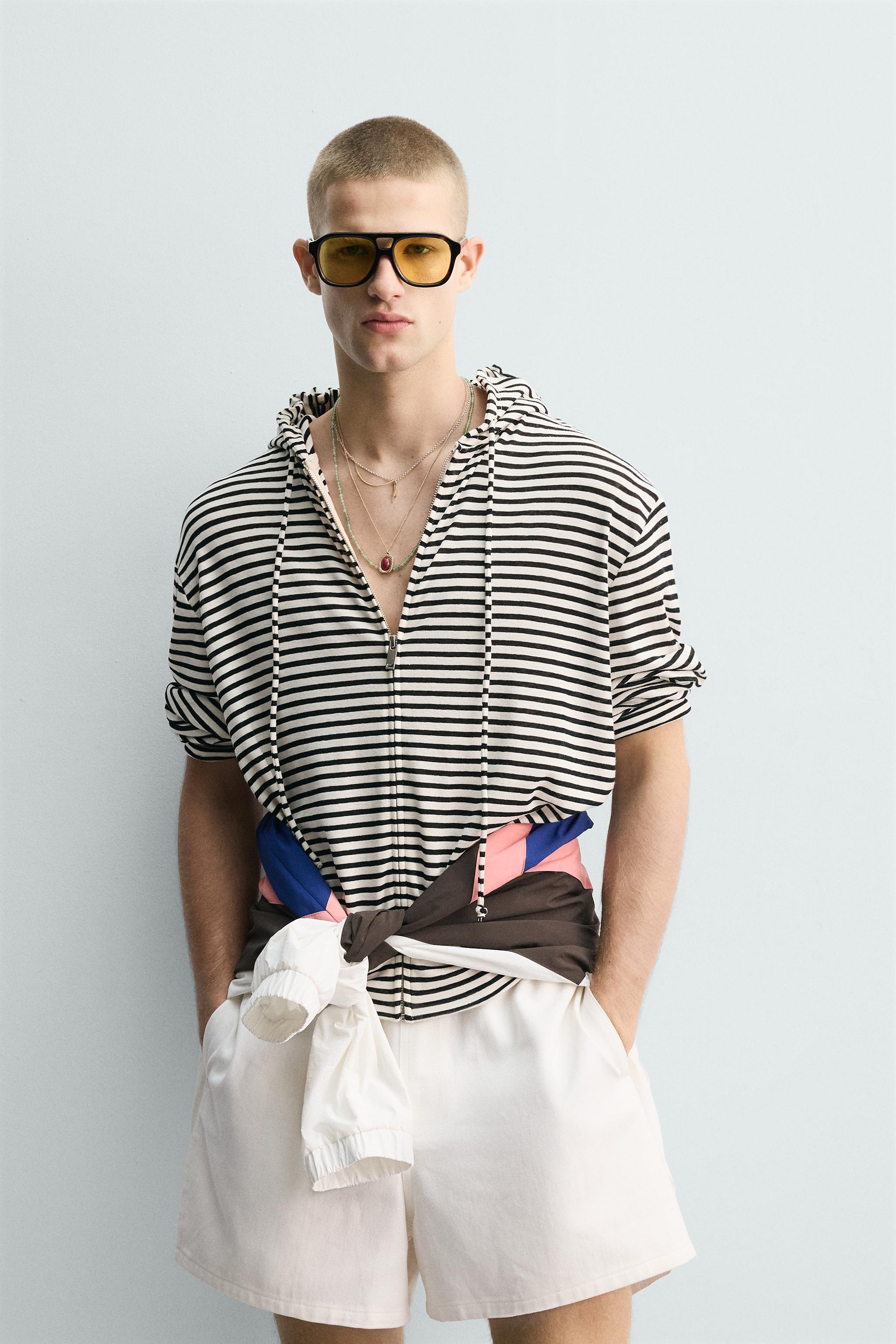 STRIPED JACQUARD ZIP HOODIE