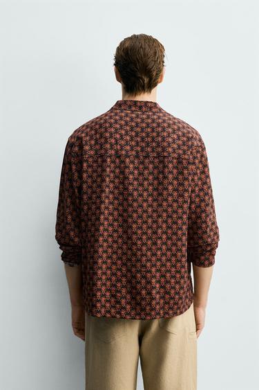 FLUID GEOMETRIC PRINT SHIRT - BLACK/ORANGE by Zara - Image 2