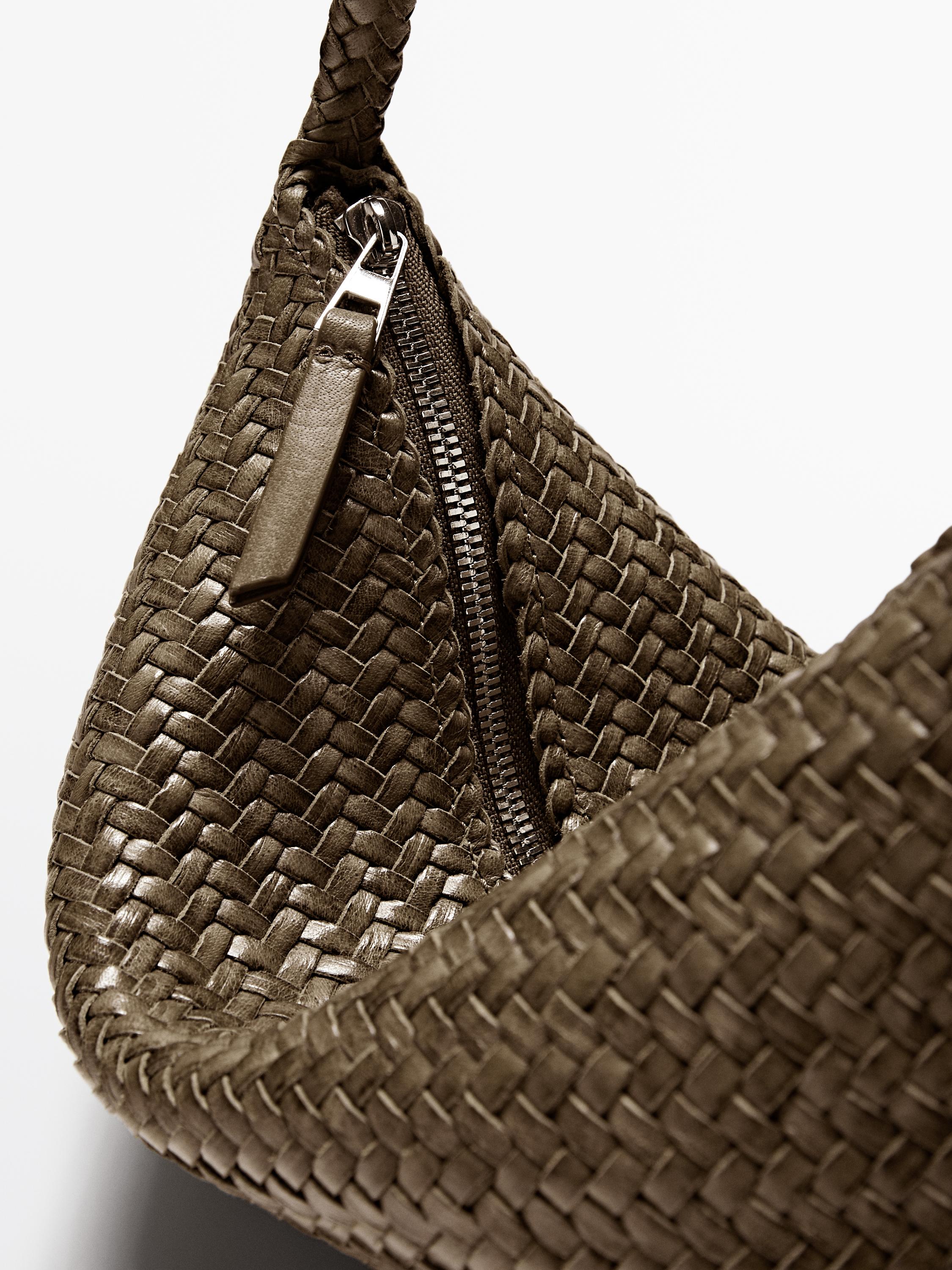 Small braided leather shoulder bag