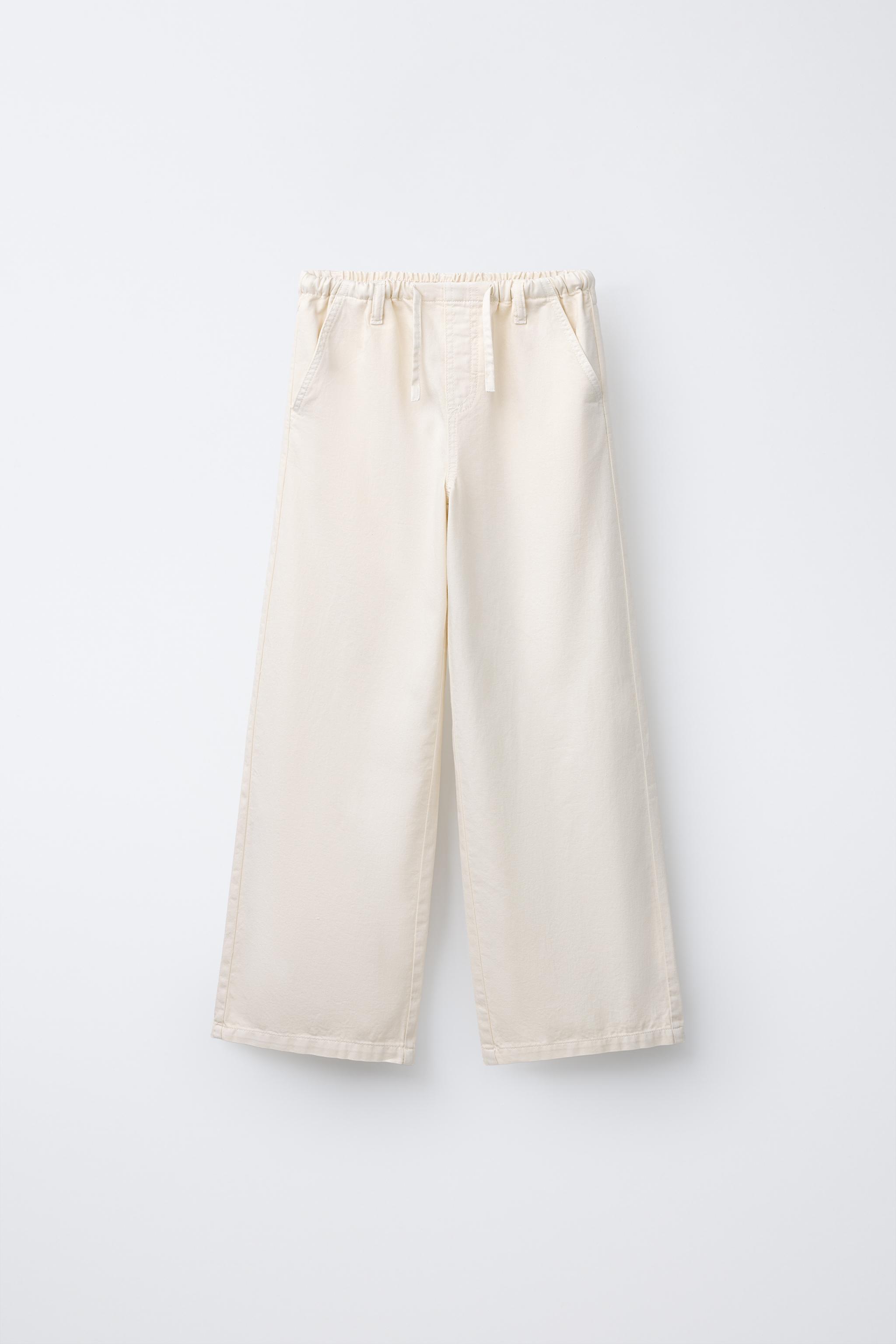 vanilla  FLOWY WIDE LEG PANTS - Vanilla | ZARA United States