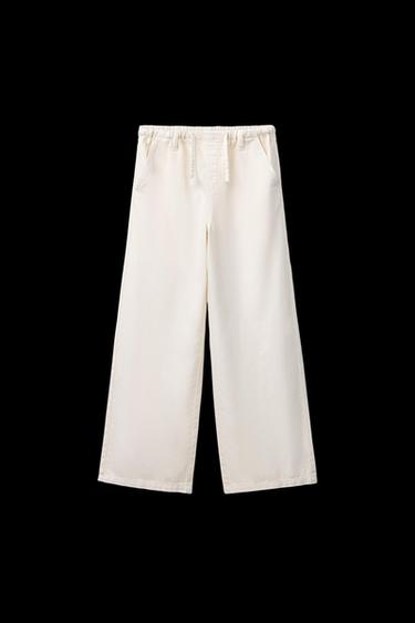 Zara FLOWY WIDE LEG PANTS - Vanilla - Image 0