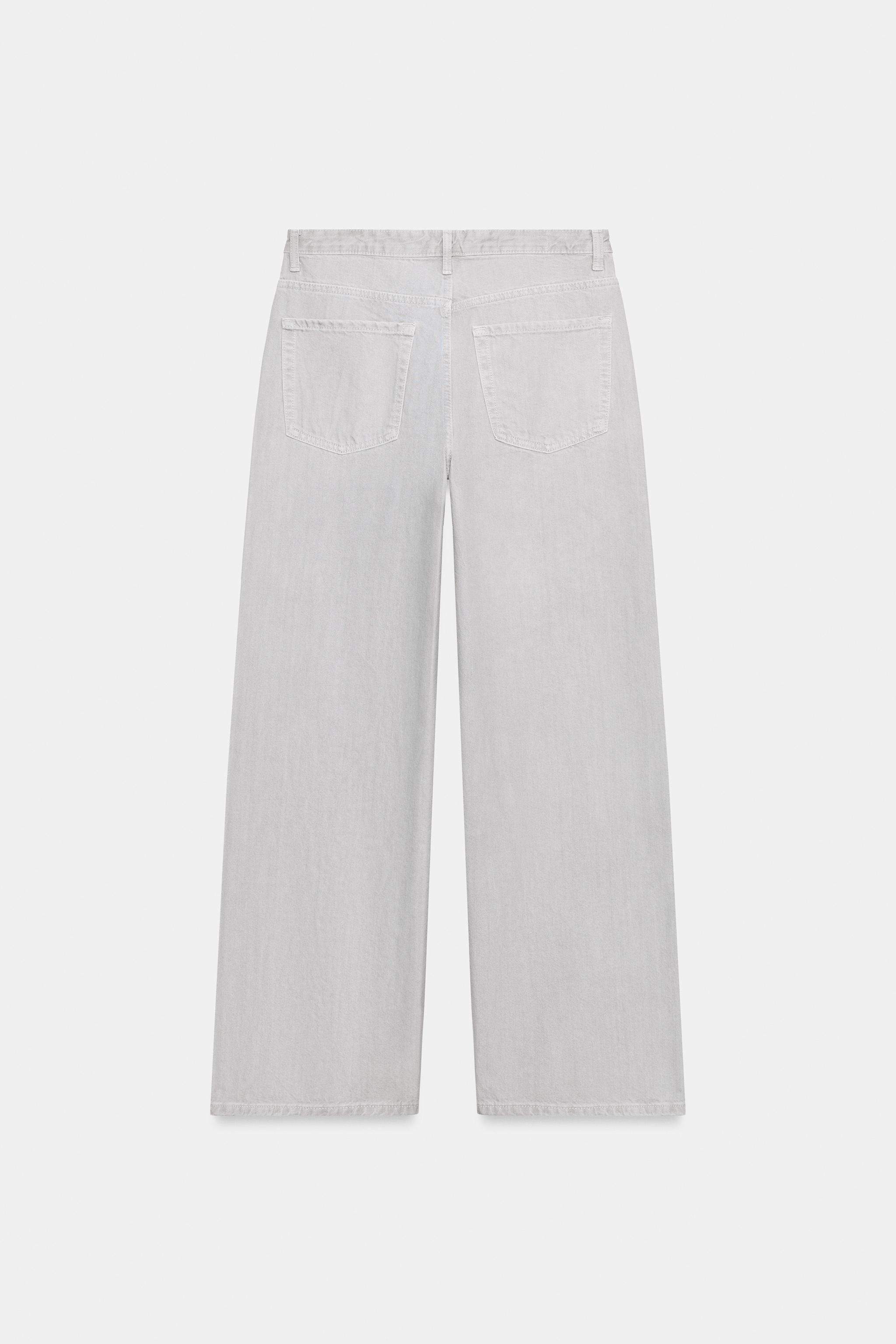 JEANS TRF WIDE LEG CINTURA MÉDIA - Branco-marfim | ZARA Brasil