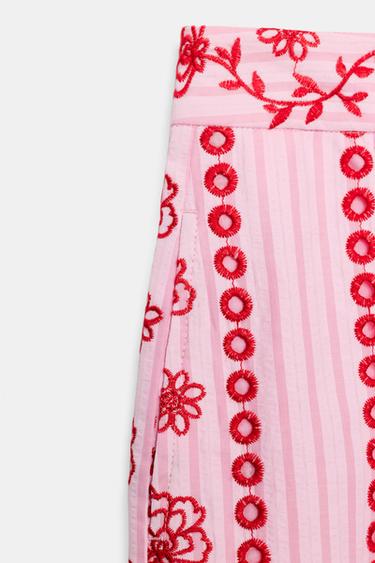 PANTALON BRODERIES AJOURÉES - Rose de Zara - Image 9