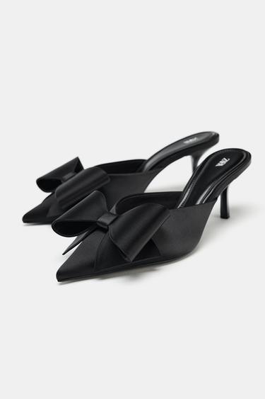 MULES À TALONS ET NŒUD - Noir de Zara - Image 1