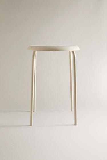 Zara LACQUERED METAL STOOL - Ecru