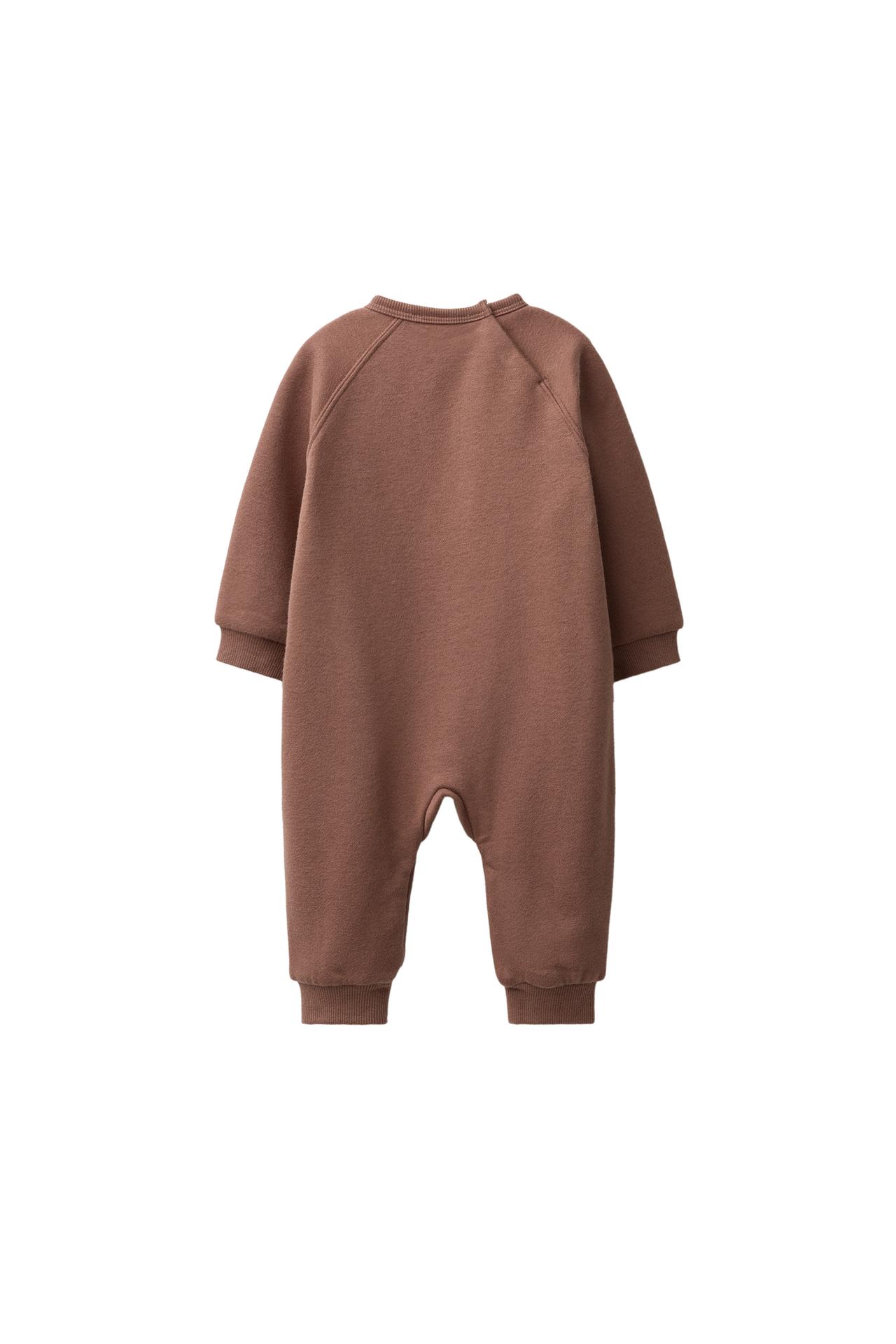COW EMBROIDERED LONG JUMPSUIT — Brown