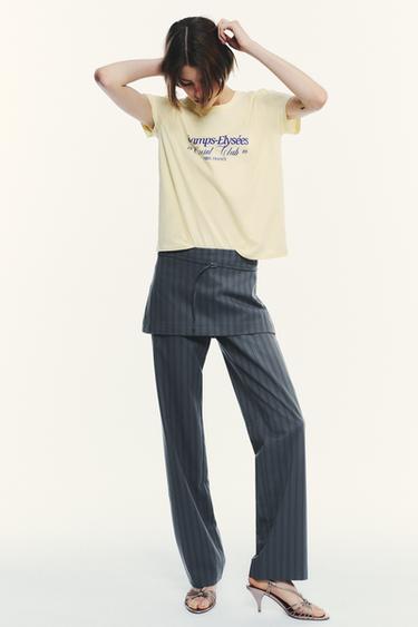 Zara PINSTRIPE SKIRT PANTS - Blue / Gray - Image 0