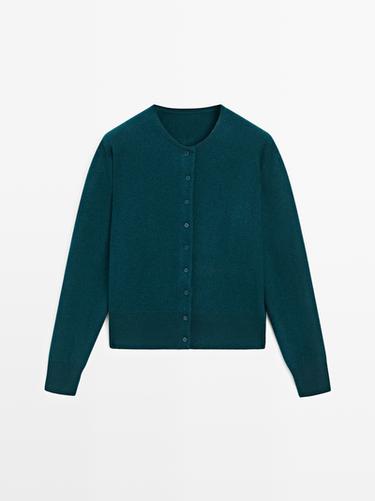 Cárdigan punto mezcla lana - Azul fuerte de Zara