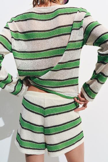 RUSTIC STRIPED SHORTS - Green stripe by Zara - Image 2