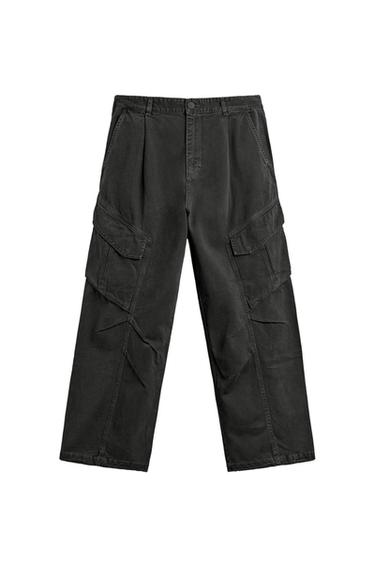 Zara 休閒版工裝風長褲 - 深灰色