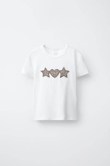 ANIMAL PRINT PATCH T-SHIRT - Oyster-white by Zara