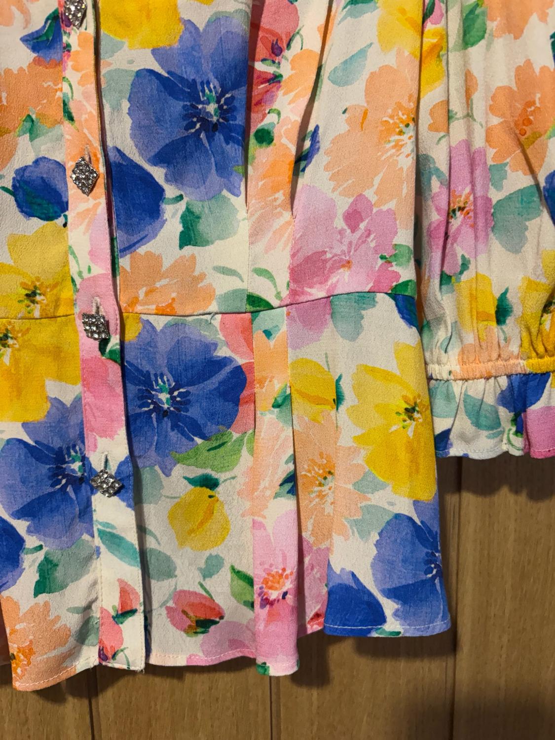 PRINTED BLOUSE WITH JEWEL BUTTON - Image 5