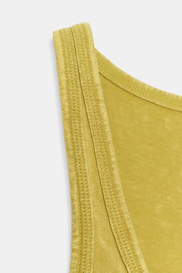 HAUT RUSTIQUE À BRETELLES - Jaune citron de Zara - Image 6