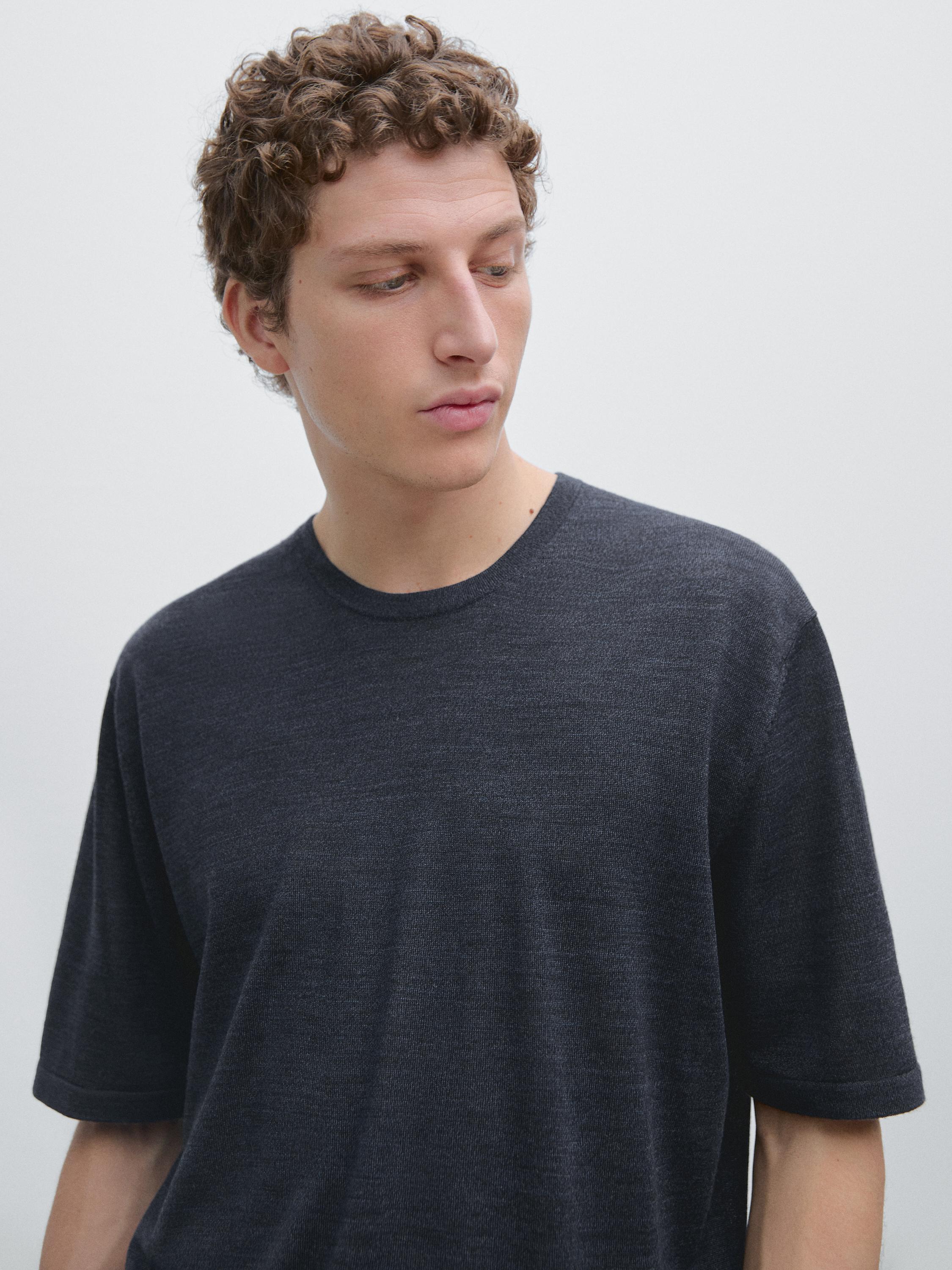 Wool blend knit T-shirt