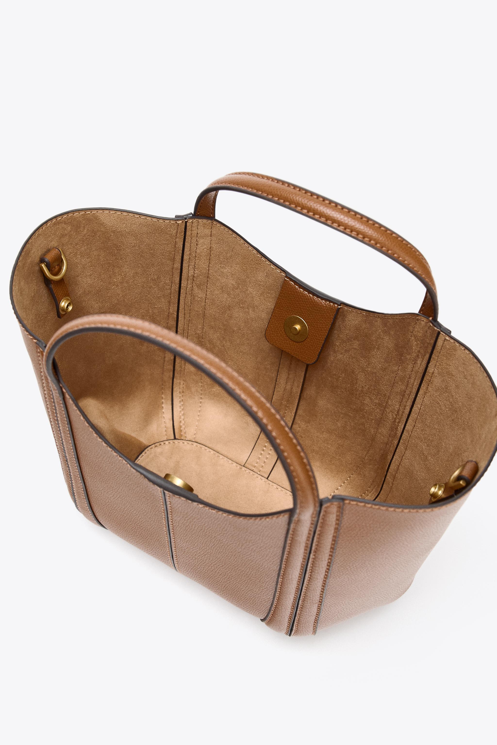 TOPSTITCHED MINI CITY BAG - Ecru | ZARA United States