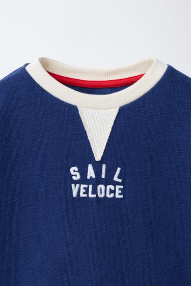 EMBROIDERED SLOGAN T-SHIRT - Ink blue by Zara - Image 2