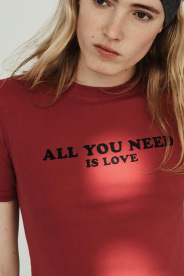 FRONT SLOGAN T-SHIRT - Red by Zara