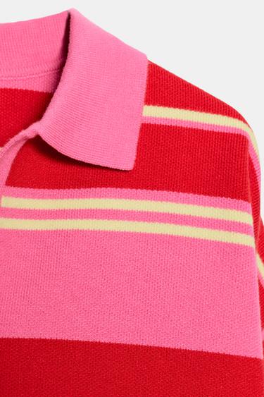 POLO EN MAILLE À RAYURES - Multicolore de Zara - Image 9