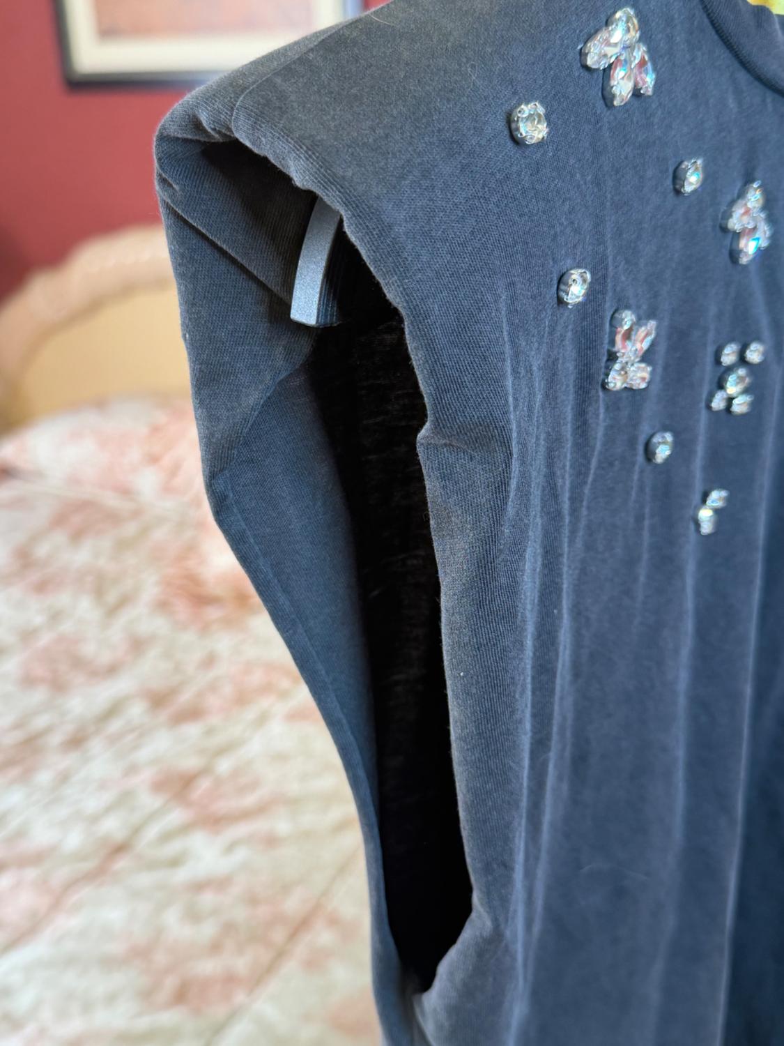 JEWEL SHOULDER PAD FADED-EFFECT T-SHIRT - Image 6