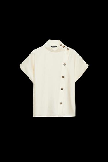 CONTRAST BUTTON SHIRT - Ecru by Zara