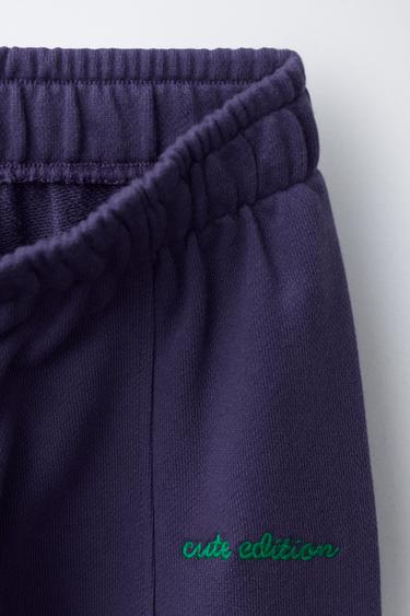 EMBROIDERED TEXT PLUSH JOGGER TROUSERS - Violet by Zara - Image 2